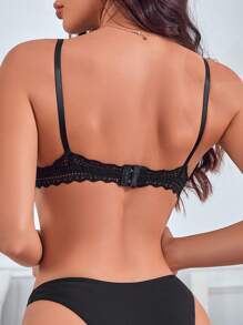 2 Packs Cut-Out Scallop Trim Bra Set Lingerie - Black and White - View 4