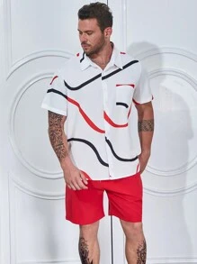 Manfinity Homme Nam Plus In Đồ họa Áo sơ mi & Quần short - trắng - Xem 4