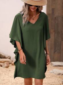 SHEIN LUNE Vestido túnico unicolor de manga amplia