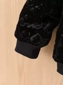 Baby Girl 1pc Letter Graphic Zip Up Bomber Jacket - Black - View 6