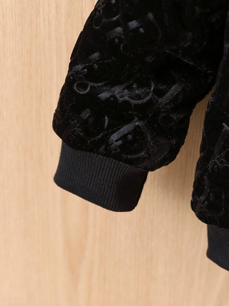 Baby Girl 1pc Letter Graphic Zip Up Bomber Jacket