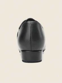 黑色男士拉丁舞鞋皮革舞廳現代探戈舞鞋男童系帶教師運動鞋跟高2cm - 黑色 - 查看 5