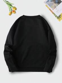 INAWLY 圣诞印花保暖套头卫衣 秋季卫衣 - 黑色 - 查看 2