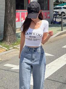 DAZY Quần legging thẳng - Rửa nhẹ - Xem 6