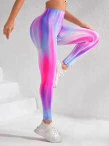 Easithlete 紮染寬腰帶運動打底褲 - 彩色 - 查看 4