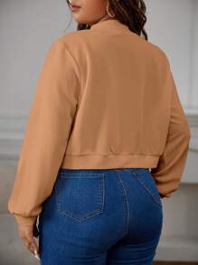 SHEIN Essnce Vestes grandes tailles Fermeture éclair Casual Unicolore