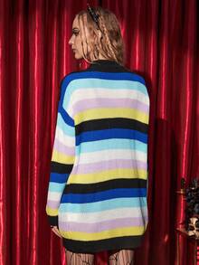 SHEIN Unity Áo len cardigan trễ vai phối màu Halloween - Nhiều màu - Xem 2