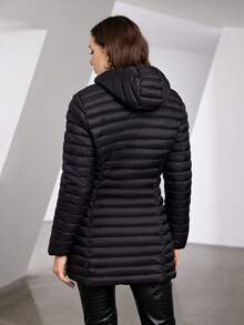 ZIAI Zip Up Hooded Padded Coat For Winter - Black - View 2