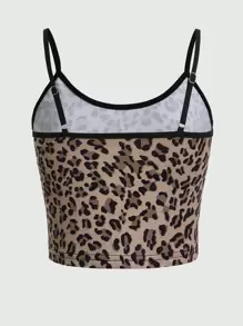 ROMWE Grunge Punk Leopard Print Contrast Binding Cami Top - Multicolor - View 2
