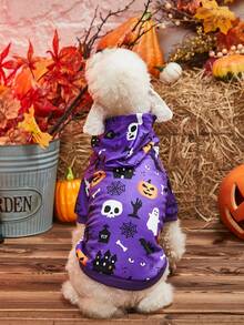 Halloween Thú cưng In Áo nỉ - Màu tím - Xem 5