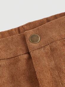 SHEIN MOD 女士休闲纯色直筒灯芯绒裤，返校服，工作服，早午餐服，校服，教师裤，70 年代服装，正装裤，西式裤 - 棕色 - 查看 4