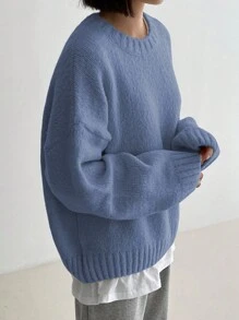 DAZY 纯色落肩毛衣（不含衬衫）、长袖上衣、秋装
