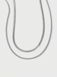 SHEIN 1pc Boys Fashion Stainless Steel Necklace For Gift - Silver - View 6