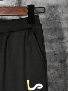 Tween Boy Figure Graphic Hoodie & Letter Graphic Drawstring Waist Sweatpants - Black - View 3