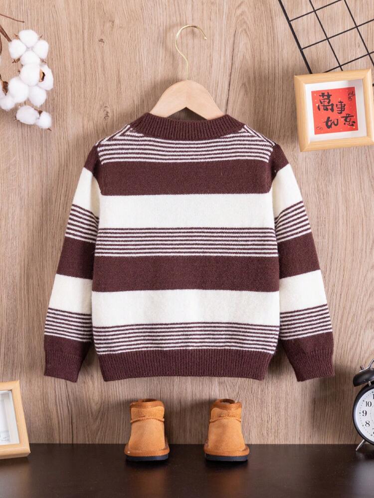 Young Boy Striped Pattern Cardigan