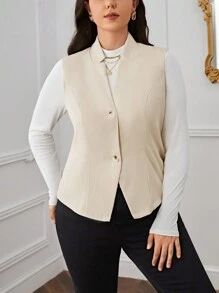 SHEIN Privé Plus Button Front Vest Blazer In Fall/Winter