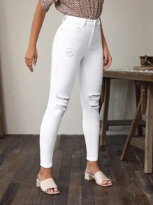 SHEIN Frenchy Schmale Jeans mit Riss,