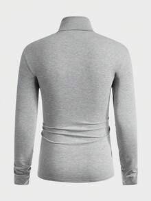 Manfinity NiteLyfe 男士高領素色T恤 - 淺灰色 - 查看 2