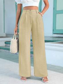 Cloudara High Waist Wide Leg Pants - Camel - View 3
