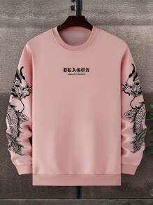 Manfinity LEGND Nam Rồng & Đồ họa Chữ cái Áo nỉ - Hồng - Xem 4