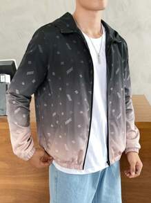 Manfinity VCAY Men Ombre Allover Print Zip Up Hooded Jacket - Multicolor - View 1