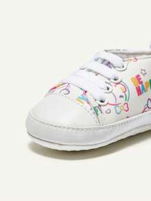 Cozy Pixies 0-1歲嬰兒卡通帆布鞋,軟底步行鞋 - 白色 - 查看 6