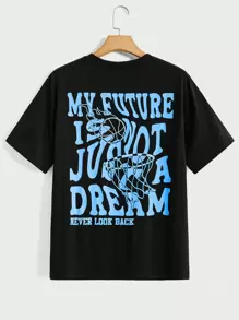 Manfinity VCAY Loose Fit Men's Slogan Graphic Round Neck T-Shirt