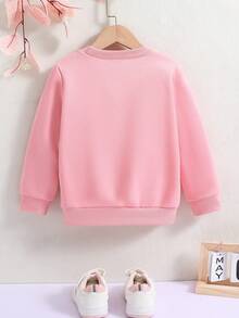 SHEIN Young Girl Contrast Star Sequin Sweatshirt - Pink - View 2