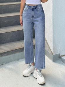 DAZY Quần legging thẳng - Rửa nhẹ - Xem 1