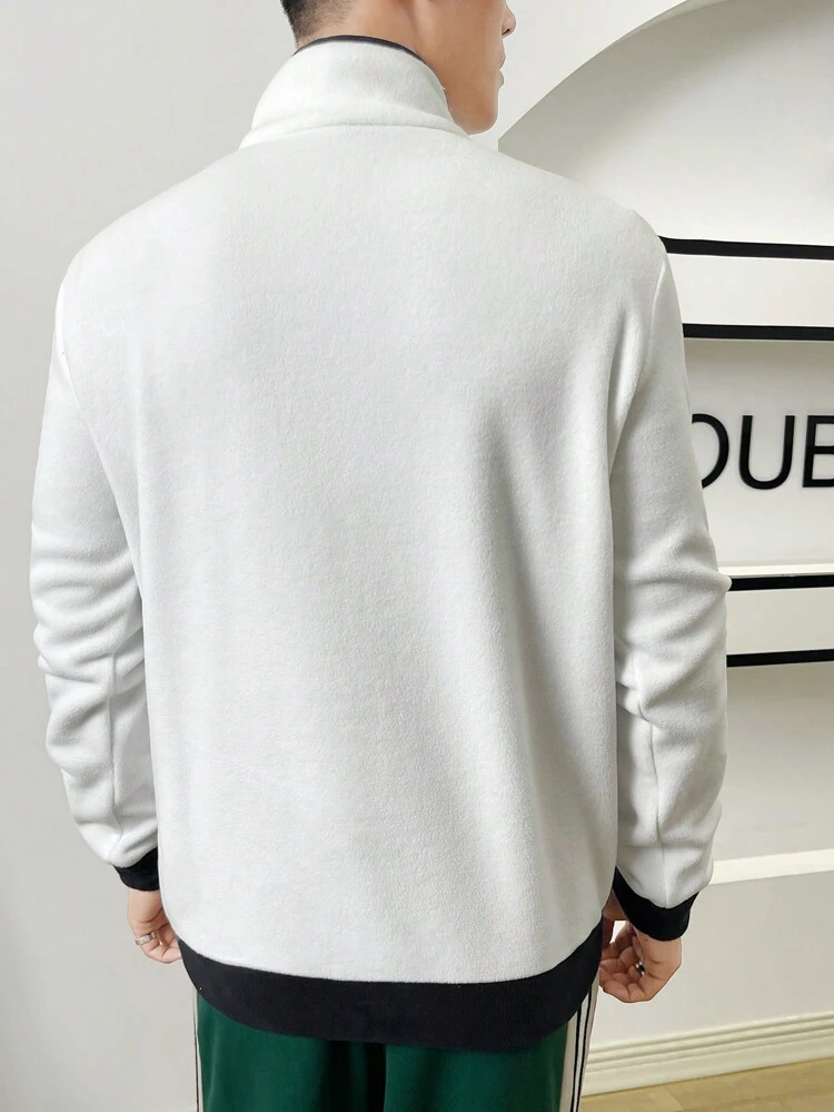 1pc Men's Letter Patched Contrast Trim Loose Fit Sweatshirt