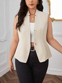 SHEIN Privé Plus Button Front Vest Blazer In Fall/Winter
