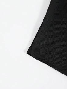 INAWLY Plus Cut Out Asymmetrical Neck Crop Top - Black - View 5