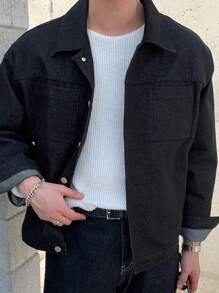 DAZY Herr Nedhasade aclar Denimjacka - Svart - Visa 7