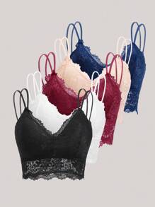 5pack Floral Lace Longline Bra Lingerie - Multicolor - View 7