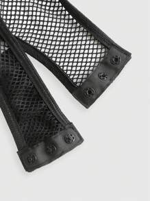 ROMWE Grunge Punk Star Print Fishnet Teddy Bodysuit Lingerie - Black - View 3