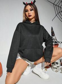 PUNK In mạng nhện Thả vai Hoodie - màu đen - Xem 3