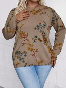 SHEIN LUNE 大碼花卉圖案套頭毛衣