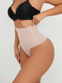 SHEIN 鉤眼塑身衣下裝 - 杏色 - 查看 3