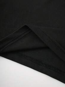 INAWLY Mushroom & Letter Graphic Crop Tee - Black - View 4