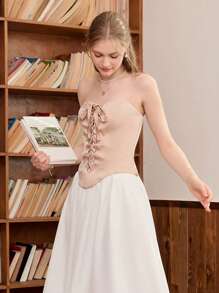 Aveloria Top Bandeau À Lacets À Ourlet Bandana