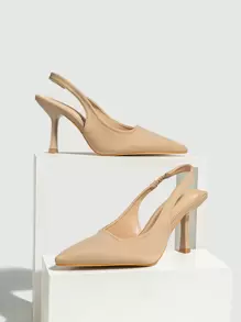 Women's Casual Pointy Toe Stiletto High Heels With Back Strap