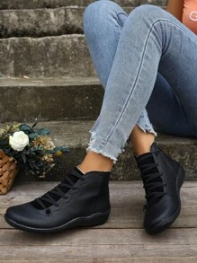 女性時尚黑色靴子合適的適用於各種各樣