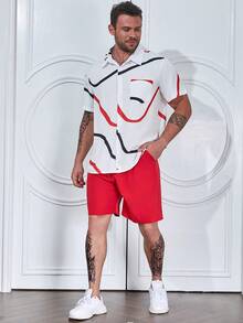 Manfinity Homme Nam Plus In Đồ họa Áo sơ mi & Quần short - trắng - Xem 3