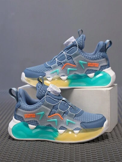 儿童春秋旋转扣易穿脱跑步鞋，皮革鞋面带装饰，时尚百搭防滑耐用外底，适合户外跑步、运动、旅行、返校