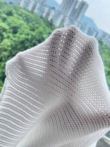 SHEIN Unity Áo len crop tay dài vai rớt, áo len dệt kim mùa thu đông. - trắng - Xem 7