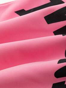 Tween Girl Letter Graphic Drop Shoulder Sweatshirt - Pink - View 4