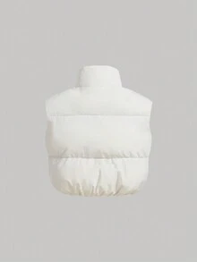 SHEIN MOD 拉链无袖羽绒背心加厚外套 - 白色 - 查看 2
