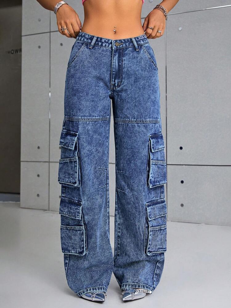 Flap Pocket Cargo Jeans