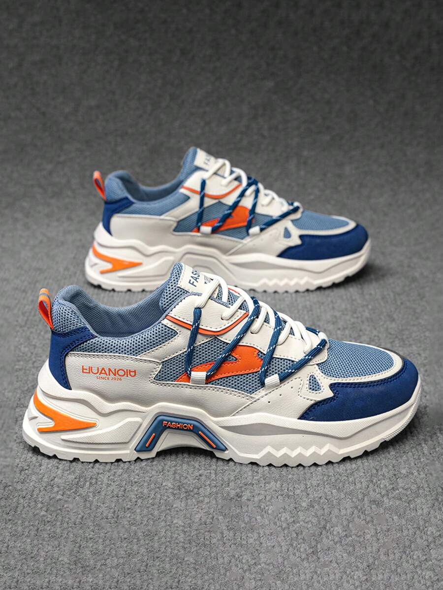 Men's Casual Color Block Lace-up Athletic Sneakers - Multicolor - View 1