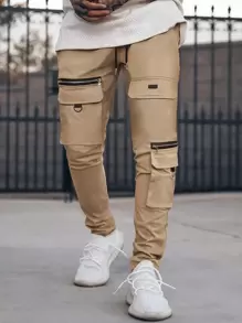 Manfinity EMRG Men Flap Pocket Side Drawstring Waist Cargo Pants - Ginger - View 1